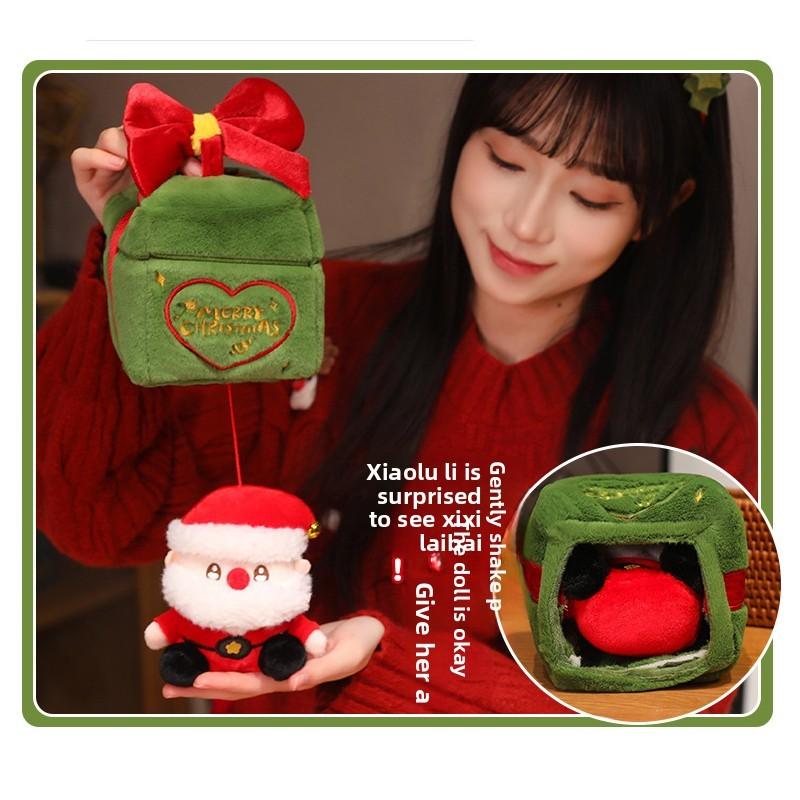 Christmas Gift Box Santa Claus Deer Plush Toy Doll With Pp Cotton Filling For Holiday Decor And Gift Giving