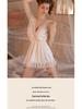Xianyi Lace Water-Soluble Flower Pajamas Set: Women's Sexy Deep V Low-Cut Sling Nightgown for Autumn/Winter Home Wear.