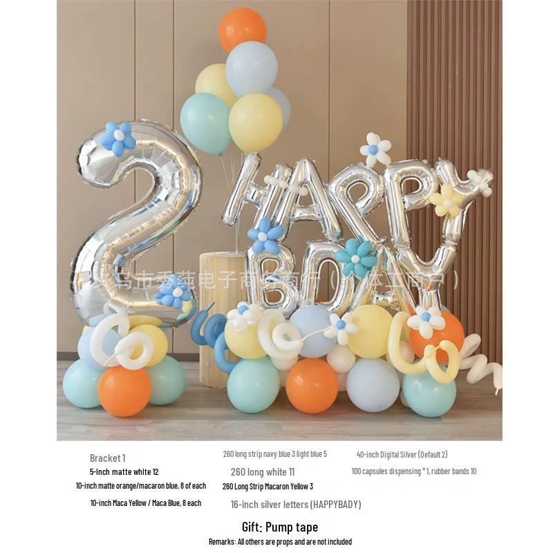 White Birthday Number Balloon Column for Kids Party Decoration