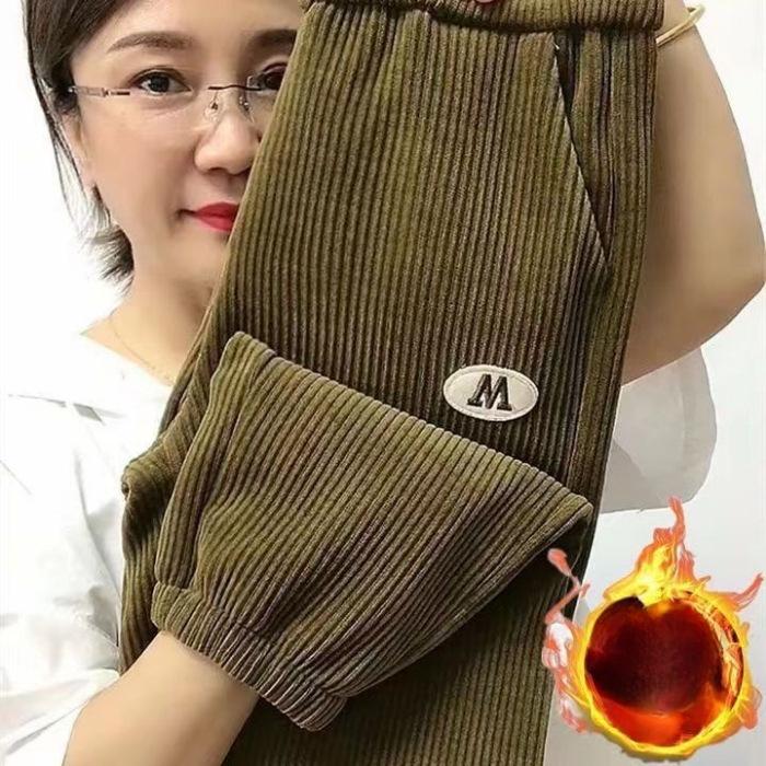 

Вельветовые брюки для женских новых зимних с высокой талией, облегающие женские плюс бархатные утепленные шаровары, повседневные теплые брюки 4XL