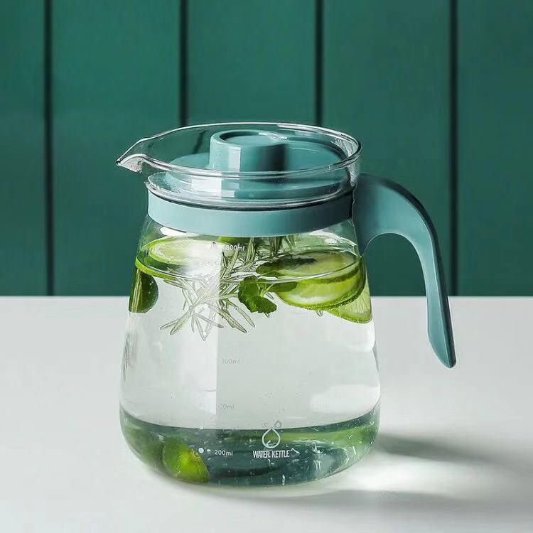 High Temperature Glass Pitcher Set: Nordic Iced Water, Fruit Teapot, Beer, and Cold Brew Pitcher with Scale.