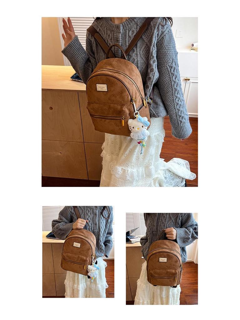 2025 American Retro Brown Large-Capacity Versatile Handbag Backpack