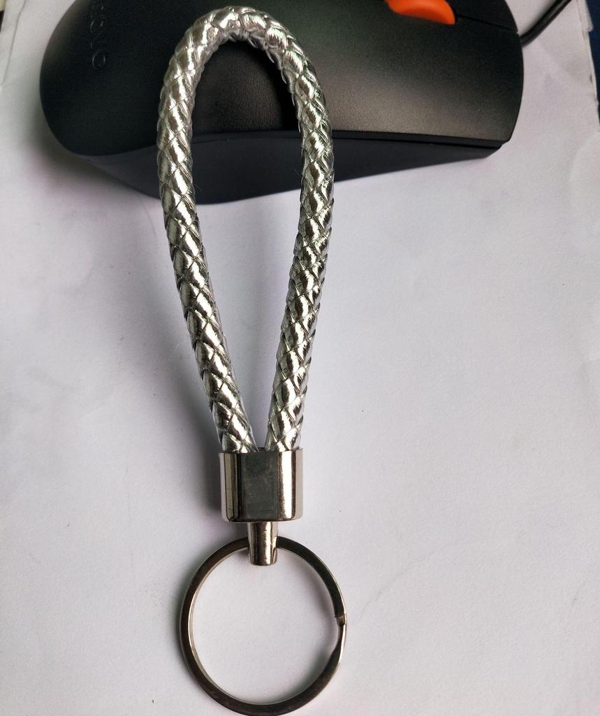 Woven Leather Cord Metal Keychain Pendant