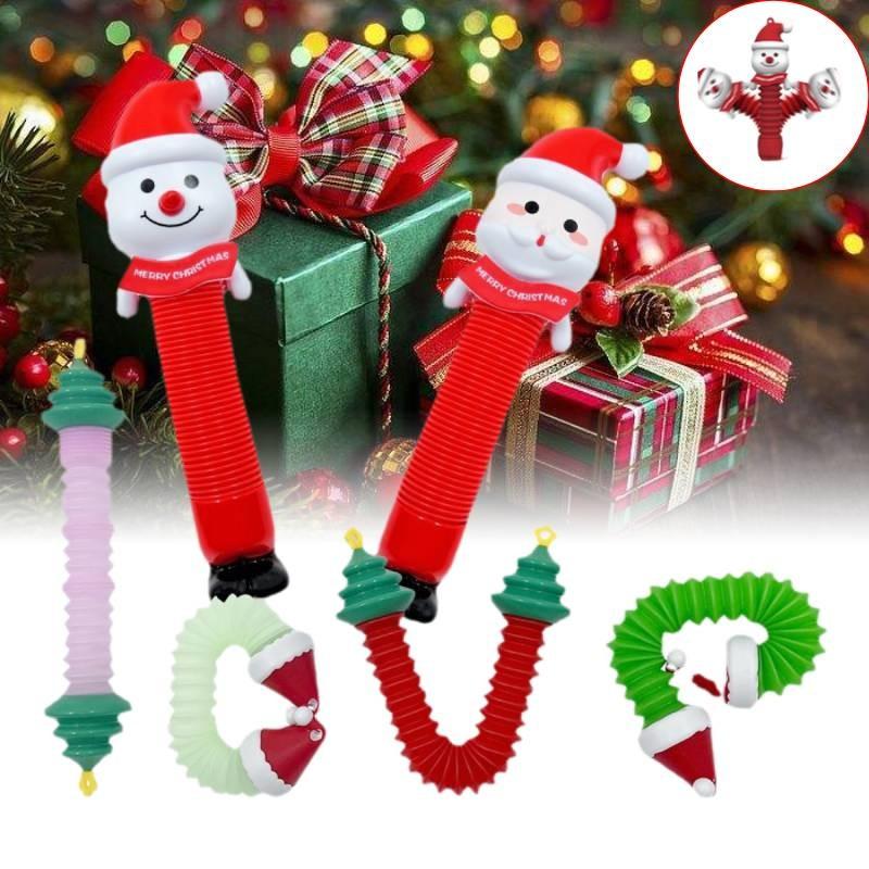 Christmas Pop Tube Telescopic Tube Santa Claus Kid Decompression Toy Xmas Gift