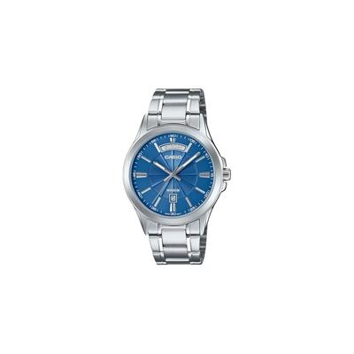 Casio MTP-1381D-2AV Analog Quartz Men's Watch Silver Metal Band Blue Dial