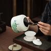 Vintage Mountain Scenery Pattern Ceramic Tea Caddy Moisture Seal Nut Candy Storage Jar Ink Ceramic Storage Bottle Art Decoration