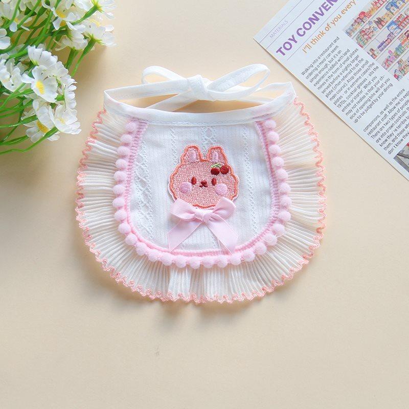 Cute Animal Bib Necklace for Small Medium Dogs All Season Unisex Collar Accessories Adorable Lattice Lace Up Pet Puppy Neck Wear