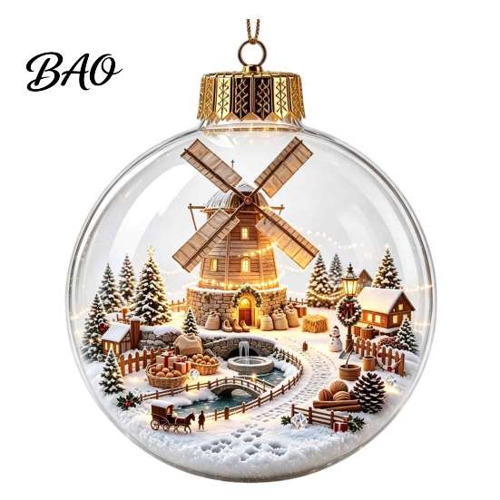 Decorative Ornaments for Home Glowing Christmas Story Ornament, Light-Up 3D Hanging Ball with Warm LED, Mini Indoor Outdoor Festive Decor Holiday