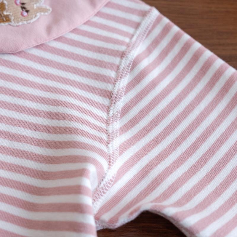 Babyrandiga broderade toppar med dockkrage Söta och gulliga avslappnade lössittande långärmade toppar för vår och höst