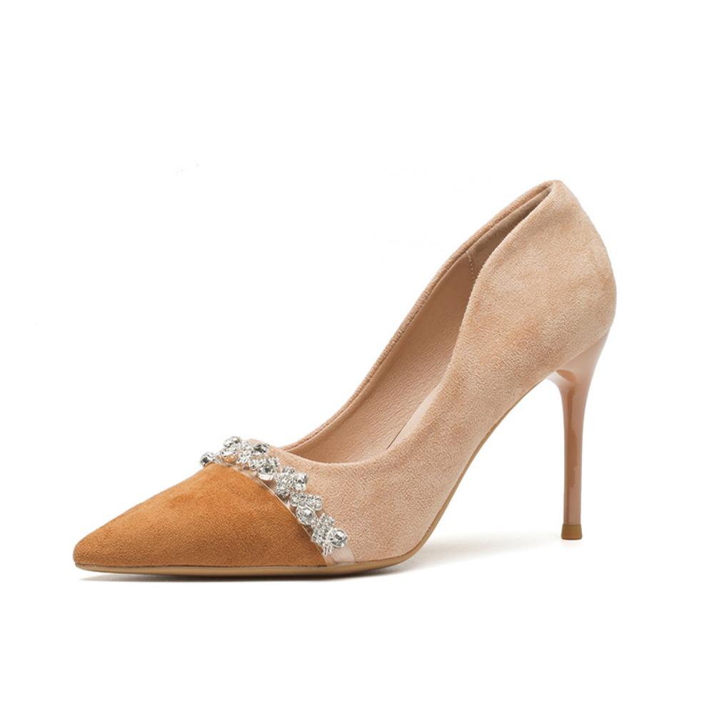 2025 Spring Summer New Women s French High Heels - Small Fragrance Style Color-Blocked Pointed-Toe Stiletto, Sexy Shallow Mouth Pumps XCY-180 40