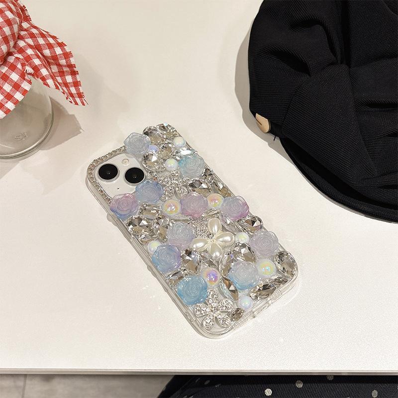 

For Samsung S21ultra Rhinestone Phone Case Note20ultra Pearl Flower Luxury S23 Rose Flower Hard For Samsung note20ultra