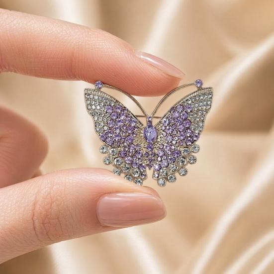 Butterfly Brooch Pin, 3D Design with Sparkling Rhinestones, Non-fading Strong Buckle Badge for Coats Shirts Bags Accessories Lightweight Pin