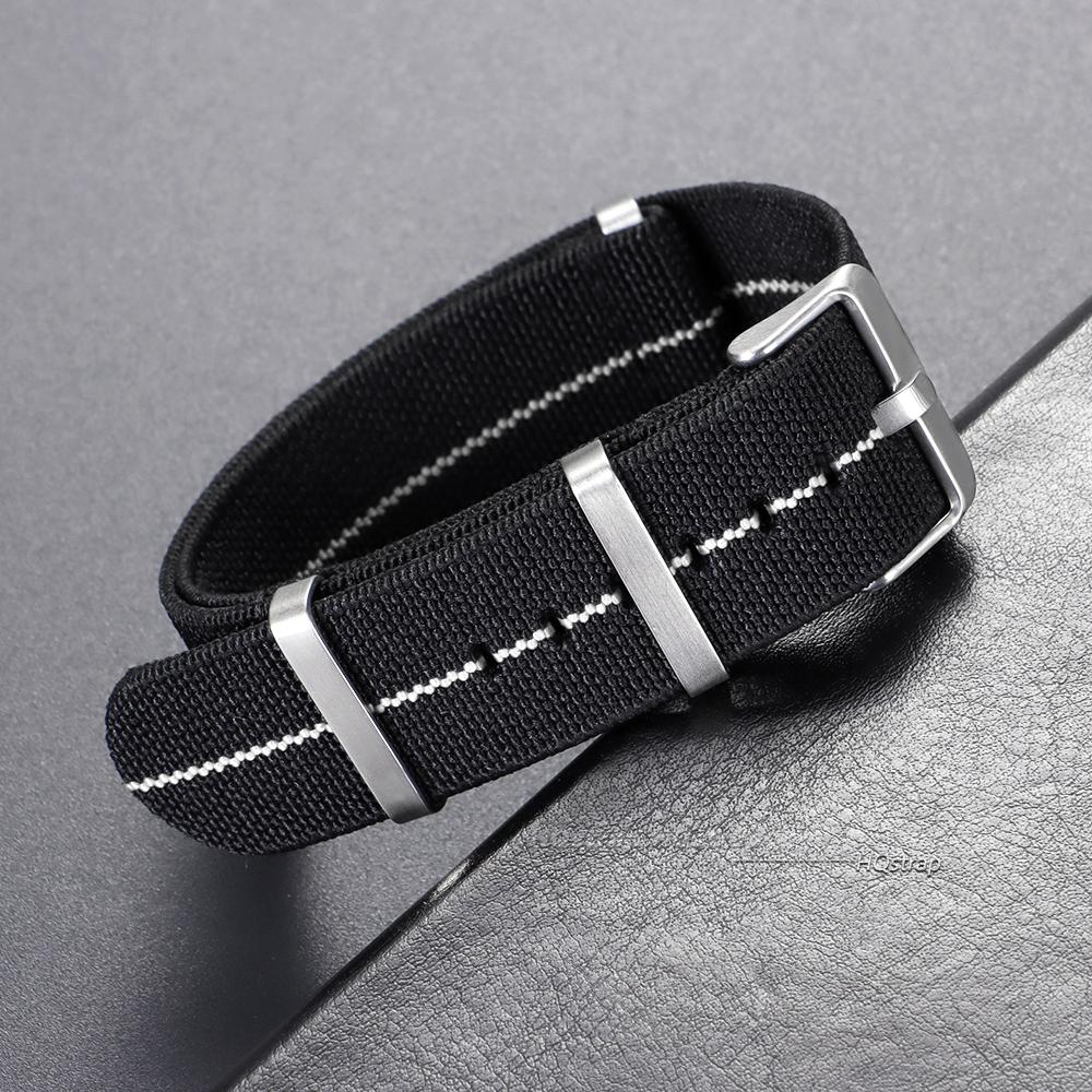 

18mm 20mm 22mm Elastic Woven Watch Strap Nylon Universal Wristband Breathable Comfortable Watchband for Omega for Seiko 22mm черный белый