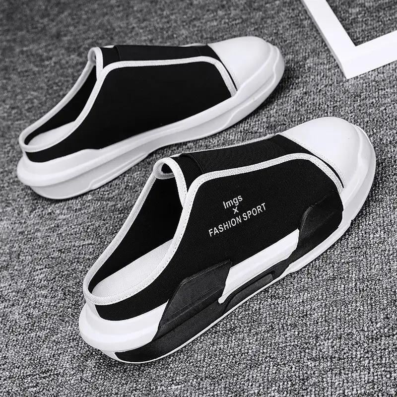 Fashion Mules Slides Flat Rubber Pvc Canvas Half Men's Shoe Designer Luxury Adult High Quality Fashion Clappers 2025 Casual Male Slipper