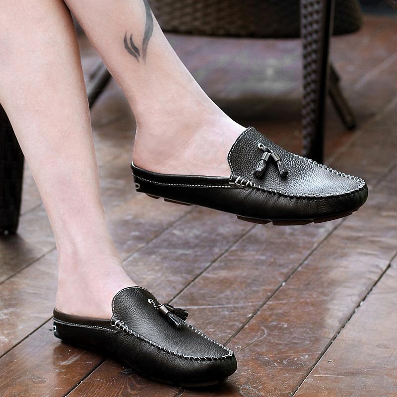 Модные полуботинки мужские слипоны мюли тапочки мокасины повседневная обувь мужская — фото 7