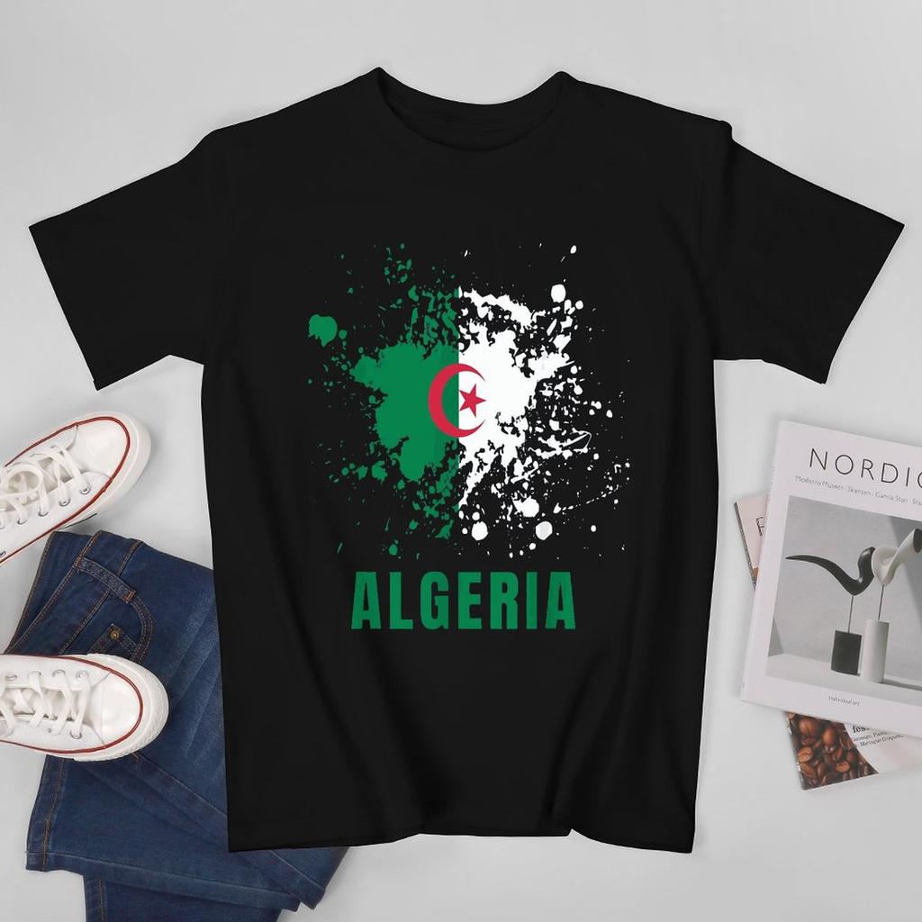 More Design Algeria Flag Algerian Unisex Tshirt Tees Tshirt Oneck T Shirts Unisex Boys Clothing 100 Cotton