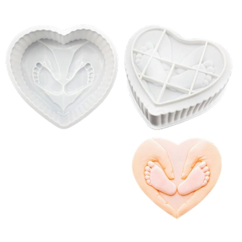 Heart And Footprint Shape Silicone Cake Cast Molds For DIY Baking Perfect For Family Parties Kids Birthday Celebration