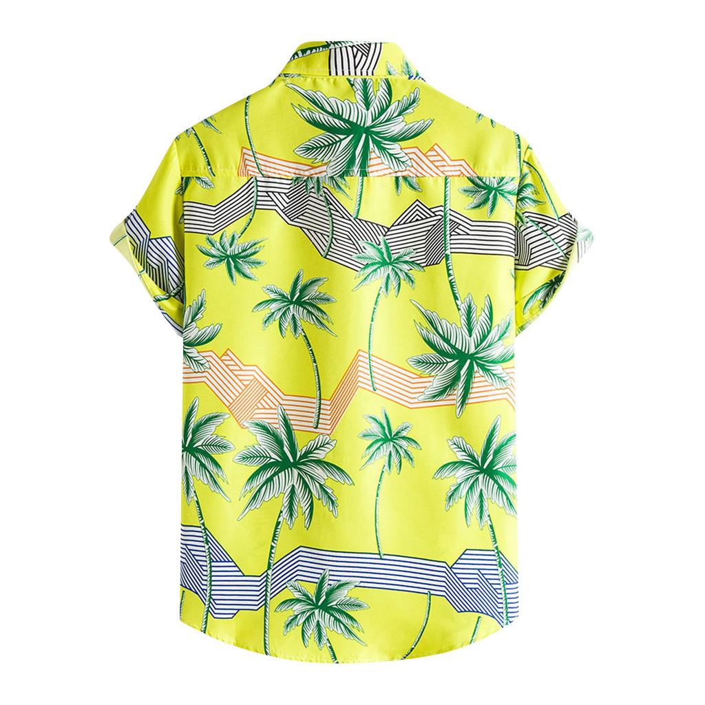 Spring And Summer Men's Beach Shirt Hawaiian Short-sleeved Flower Shirt