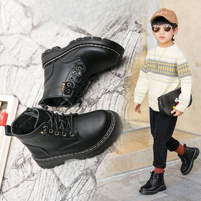 Autumn and Winter  Children's Casual Leather Boots Cotton Boots