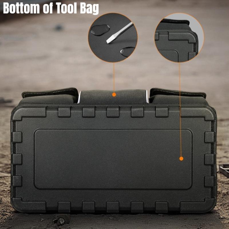 Large Heavy-Duty Tool Bag with Wide Mouth Opening Reinforced Plastic Bottom for Electricians Mechanics Gardeners Durable Oxford