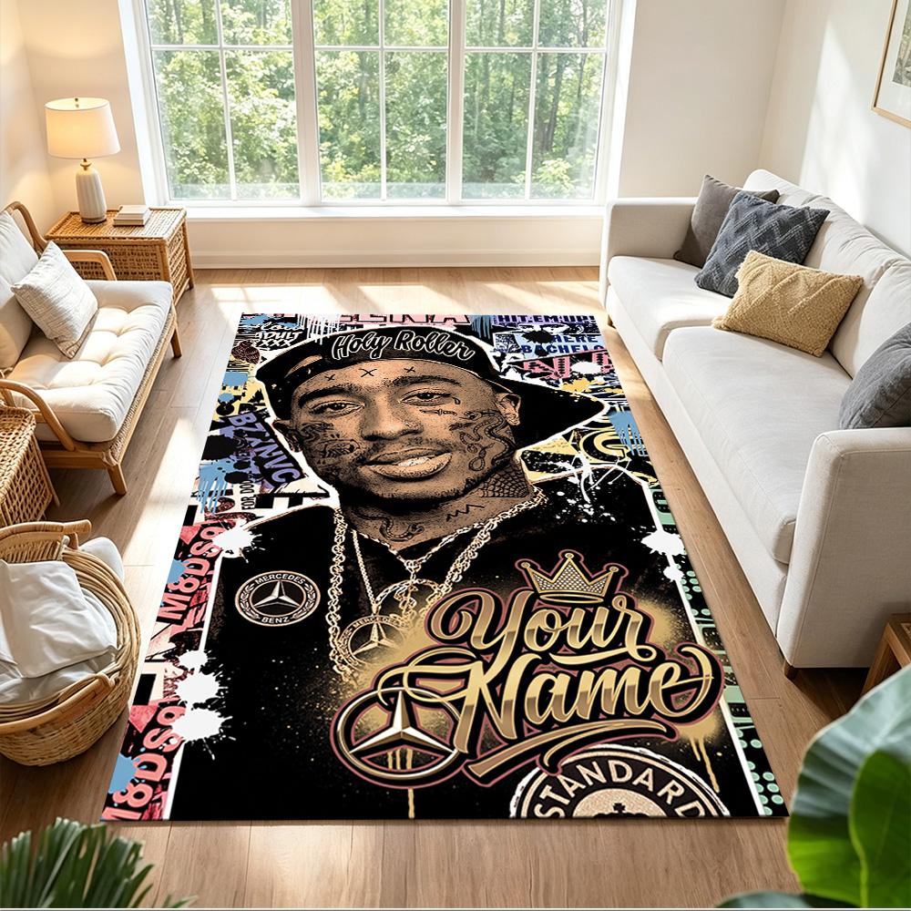 2pac Customize Your Name Carpet Perfect for Game Room Living Rooms Bedrooms Kitchen Antislip Carpet Decorate Offices Perfect Gift for Friends & Family