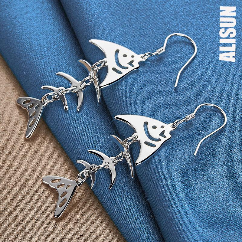 Piercingové náušnice z ryzího stříbra 925 s motivem rybí kosti, módní svatební šperky