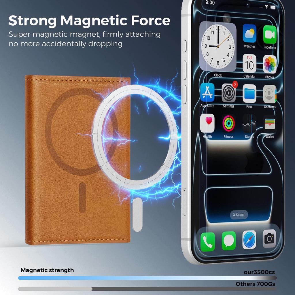 Apple 17 Pro Max Magnetischer Kartenhalter Ständer Lederhülle - Sturzsicheres Schutz-iPhone 16 Cover mit Kartenschlitz