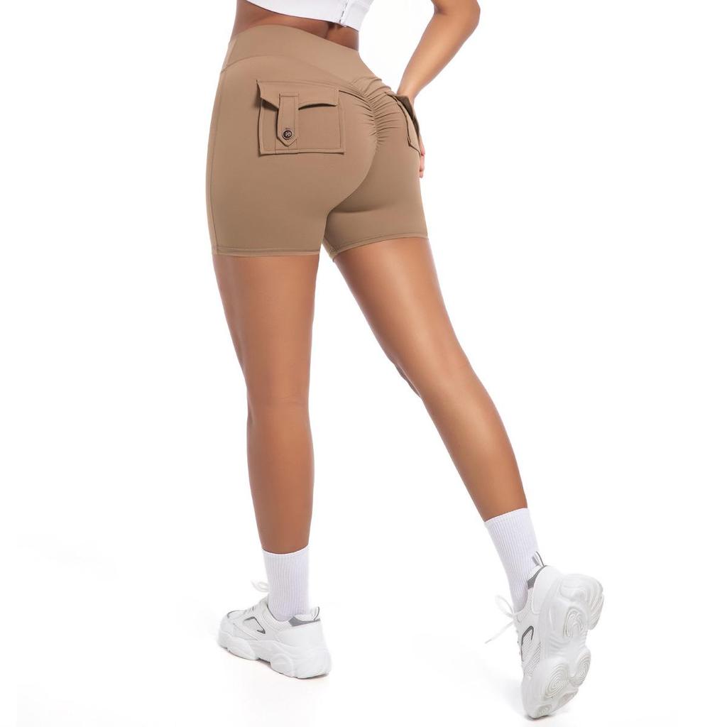 Damen High Waist Peach Cargo Leggings: Elastische, Hüfthebende, Schnelltrocknende Yogahose zum Laufen und für Fitness