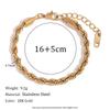 18K Gold-Plated Stainless Steel Paperclip and Rope Chain Bracelet for Women