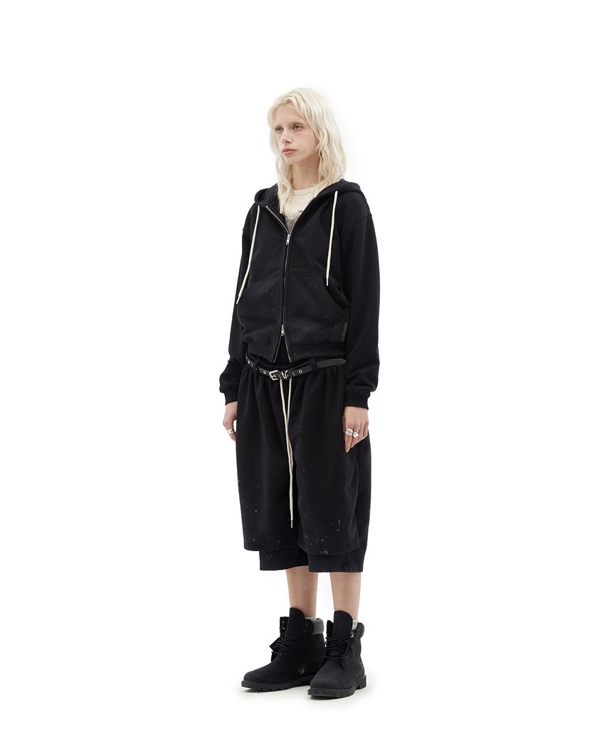 Defgarments Painting Brushed Hood Zip Up [Black]