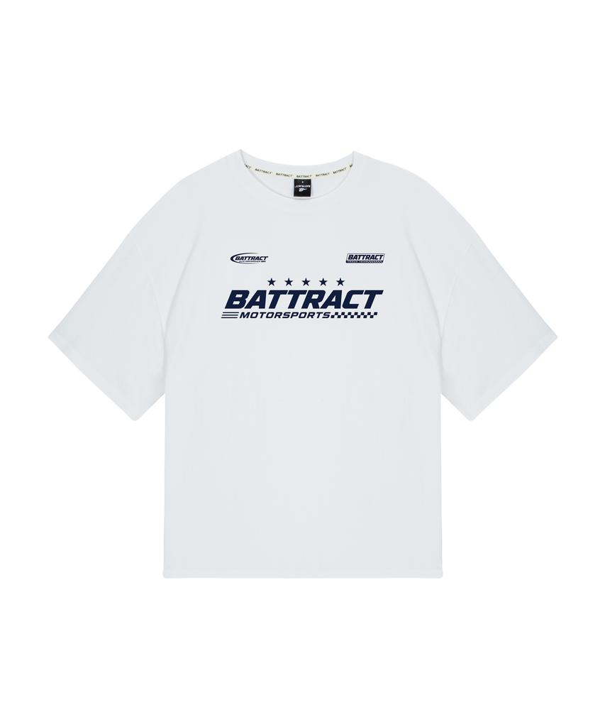 BATTRACT Motor Sports Oversized Short Sleeve T-Shirt [White]