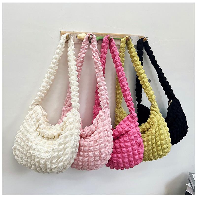 Soft Large Capacity Women Puff Cloud Shoulder Bag Casual Commute Folded Square Bag