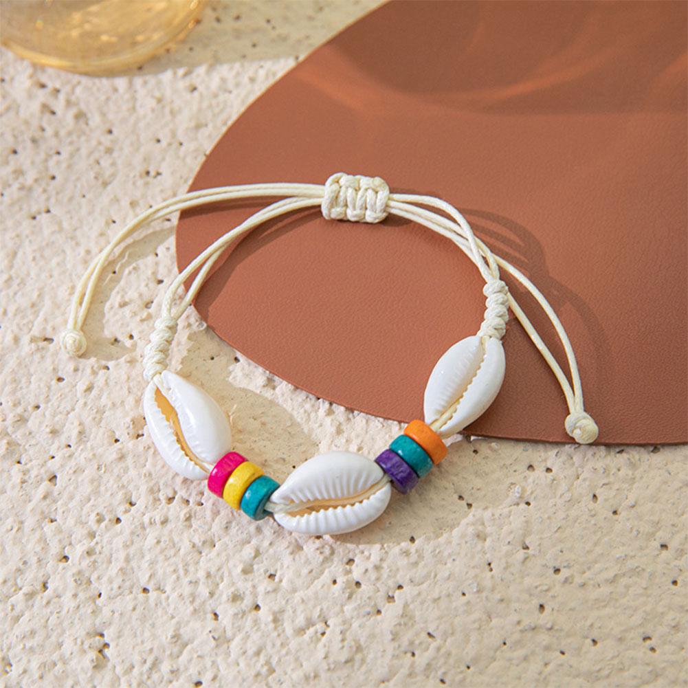 Shell Bracelet Hand Woven Bracelet For Women Summer Beach Adjustable Wax Rope Chain Bracelet Jewelry Accessories Gift