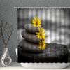 Zen Stone Shower Curtains Green Plant Bamboo Flower Candle Bath Decor Printed Polyester Fabric Home Decoration Bathroom Curtain