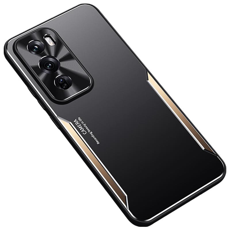 

For Oppo Reno12 Pro 5G (China) Slim-Fit Phone Case Aluminum Alloy+TPU Phone Cover Gold