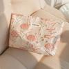 Fashion Large Capacity Makeup Bag Cream Color Zipper Cosmetic Bag Floral Embroidered Toiletries Skincare Storage Bag Women