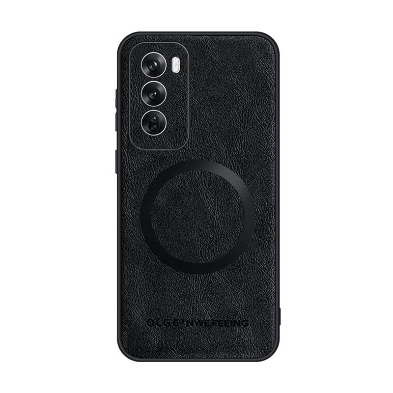 Magnetic Wireless Charge Leather Phone Case for Oppo Reno 12 11 10 9 8 7 Pro / 10 Pro+ / Find X5 Lite Luxury Soft Bumper Cover