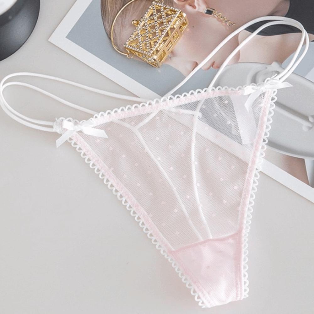 Thin Belt Underwear for Women Low Waist Mesh Seamless Panties Sweet Transparent Thong Girl