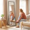 Full Length Mirror, 37 X 157 Cm, Hanging or Freestanding, Rectangular Full Body Mirror for Living Room, Bedroom, Grey