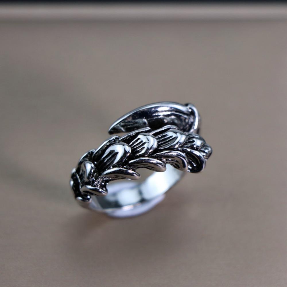 European and American Men's Trendy Metal Ring, Retro Style Cool and Handsome Design Totem Geometric Men's Ring