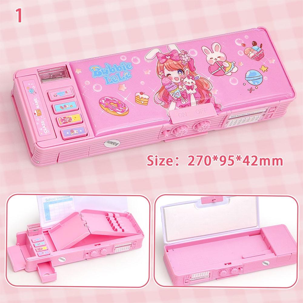 

Double Layers Stationery Box Automatic Pop-Up Pencil Box Multi-functional Pencil Case Students 1