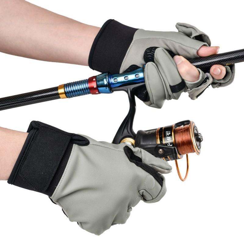Winter-Angelhandschuhe Magnetisch Innenfutter Fleece Warm Rutschfest Verschleißfest 3-Finger-Schnitt Angeln