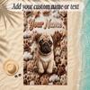 Pug Theme Soft Beach Towel Personalized Custom Name Text Towel Portable for Beach Pool Travel