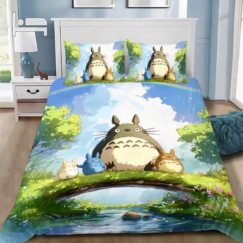 Anime Soft Duvet Cover Pilowcase Beding Set T-TotoroS Kawai Adult People Boy Girl Bedrom Decoration Children Single Double Large Sized Dimensions