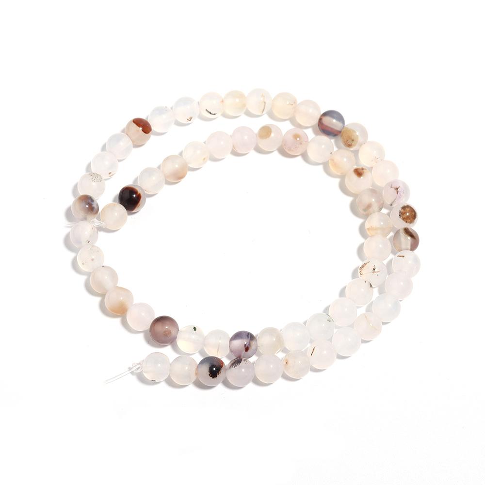 Natural White Black Color Agate Stone Beads Round Loose Beads For Jewelry Making DIY Necklace Bracelet Accessories 4/6/8/10/12mm