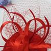 Women Girls Ladies Feather Fascinator Mesh Hairdressing Bridal Hair Clip Wedding Party Accessory Red
