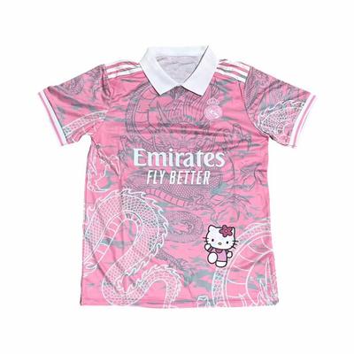 New Real Madrid Pure Printing Dragon Pattern Polo Short-sleeved Kitty Men's and Women's Sports Jersey Outdoor D Printing Top