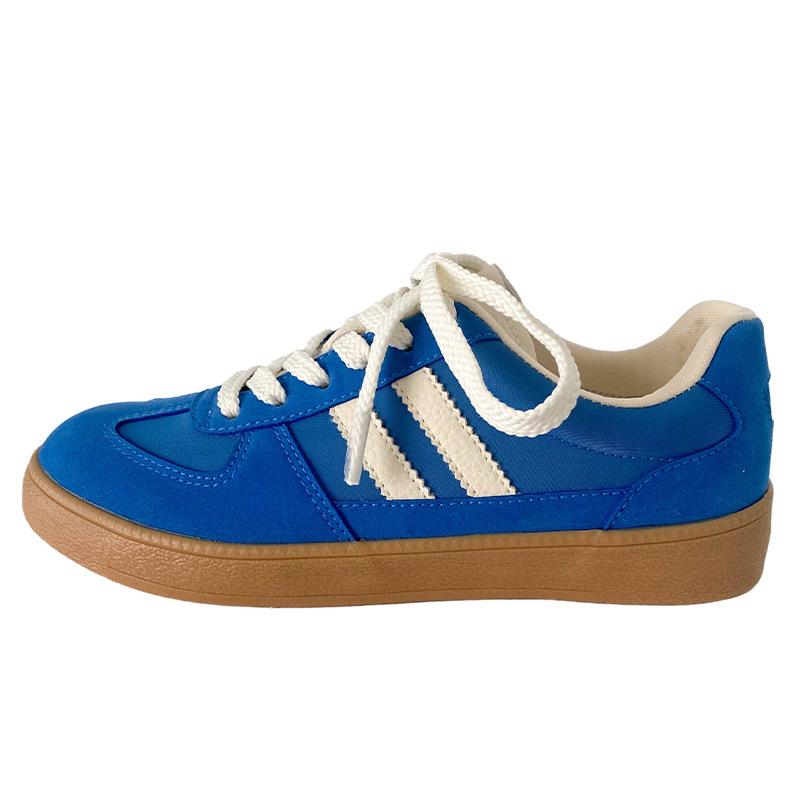 

6617 latex insole/2025 new flat-bottomed German training shoes women s shoes little white shoes board shoes round head lace-up leather model 40