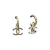 CHANEL [24C New Product] Classic Double C Retro Logo Pendant Earrings Women's Gold