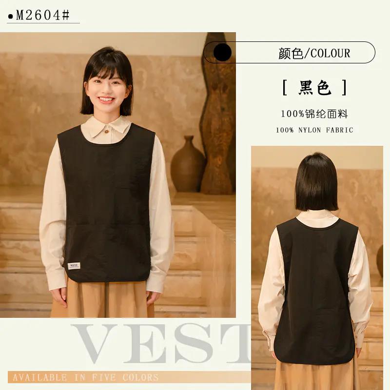 

Custom Logo Fashion Vest Apron Waterproof Nylon Plain Quick Drying Cobbler Barista Aprons Waiters Shirts Barber Coat printing